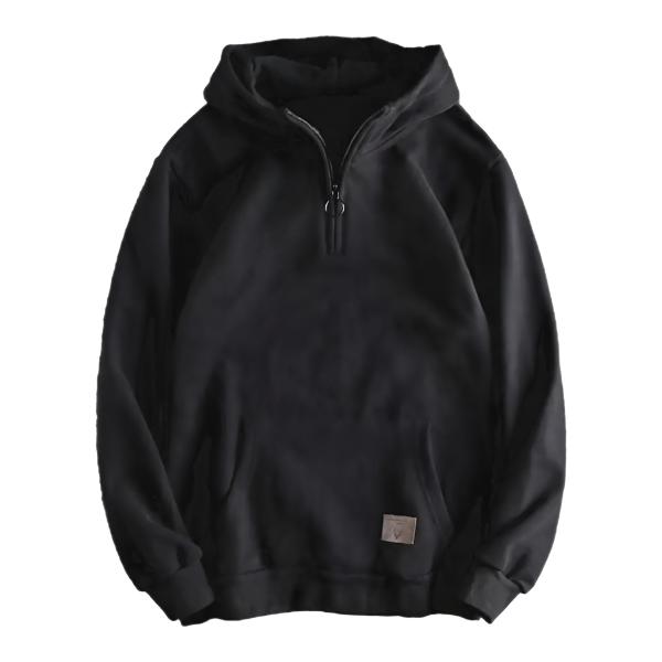 Men's Thickened Winter Hoodie with Zipper Detail and Large Pocket - Warm Pullover for Autumn and Winter with Elastic Cuffs