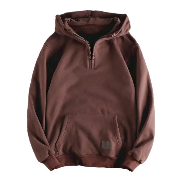 Men's Thickened Winter Hoodie with Zipper Detail and Large Pocket - Warm Pullover for Autumn and Winter with Elastic Cuffs