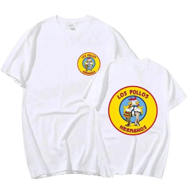 Men'S Cotton T-Shirt Streetwear TV Series Breaking Bad Los Pollos Hermanos Double Sided Print T Shirts Funny Chicken Brothers