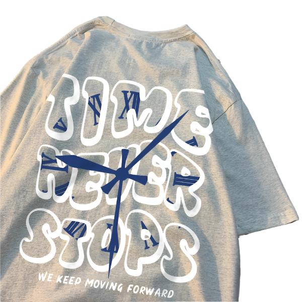 Time Never Stops We Keep Moving Forward T Shirt Mens Summer Cotton Tops Simplicity Casual Tshirts Summer Crewneck Tee Clothes