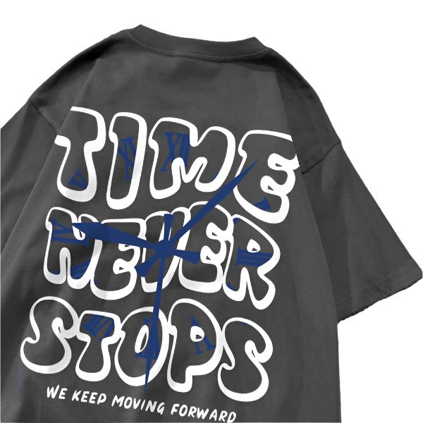 Time Never Stops We Keep Moving Forward T Shirt Mens Summer Cotton Tops Simplicity Casual Tshirts Summer Crewneck Tee Clothes