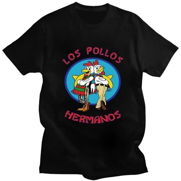 Men'S Cotton T-Shirt Streetwear TV Series Breaking Bad Los Pollos Hermanos Double Sided Print T Shirts Funny Chicken Brothers