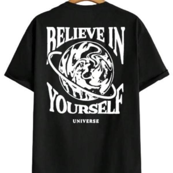 Believe in Yourself Universe Funny Graphic Men Tshirts Cotton Casual Short Sleeve Fashion Breathable Loose Oversized T-Shirt