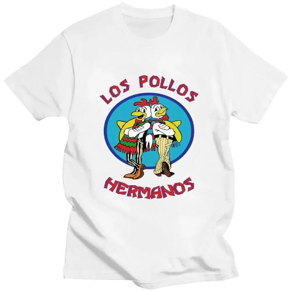 Men'S Cotton T-Shirt Streetwear TV Series Breaking Bad Los Pollos Hermanos Double Sided Print T Shirts Funny Chicken Brothers