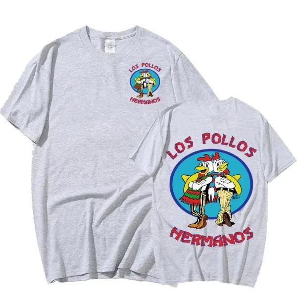 Men'S Cotton T-Shirt Streetwear TV Series Breaking Bad Los Pollos Hermanos Double Sided Print T Shirts Funny Chicken Brothers