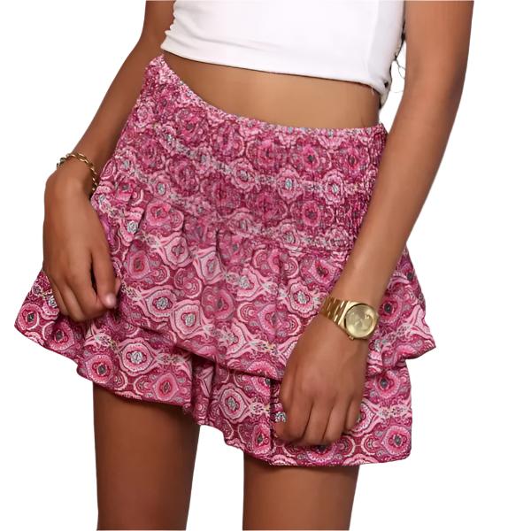 Casual Print Mini Skirts for Women 2024 Summer Fashion Women'S High Waist Ruffle Short Skirts Female Y2K Pleated Skirts