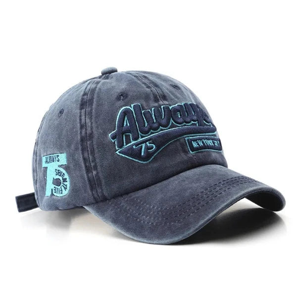 "Embroidered Classic Baseball Cap - Always 75 Letter Design"