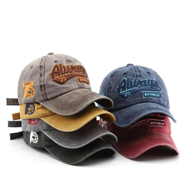 "Embroidered Classic Baseball Cap - Always 75 Letter Design"