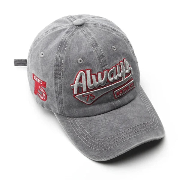 "Embroidered Classic Baseball Cap - Always 75 Letter Design"