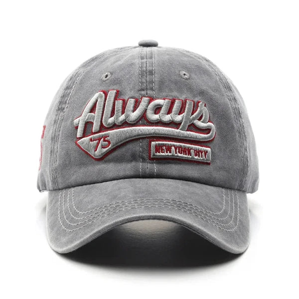 "Embroidered Classic Baseball Cap - Always 75 Letter Design"