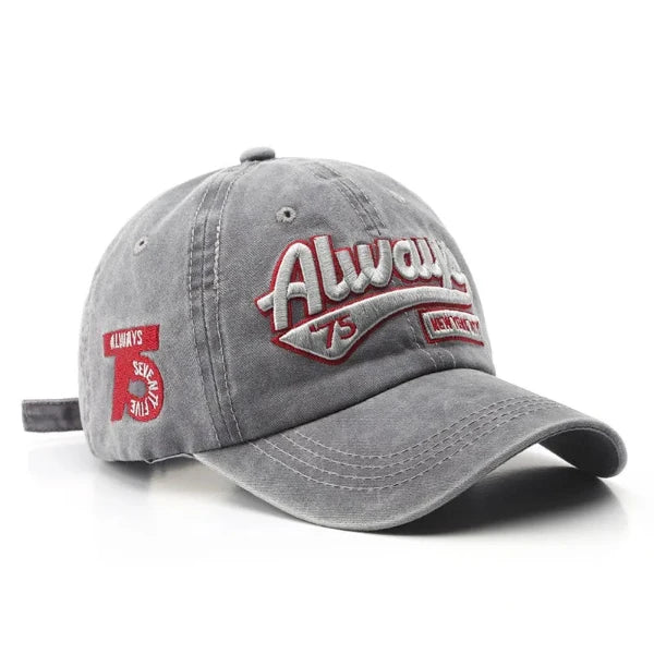 "Embroidered Classic Baseball Cap - Always 75 Letter Design"