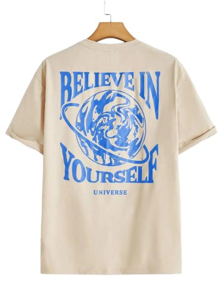 Believe in Yourself Universe Funny Graphic Men Tshirts Cotton Casual Short Sleeve Fashion Breathable Loose Oversized T-Shirt