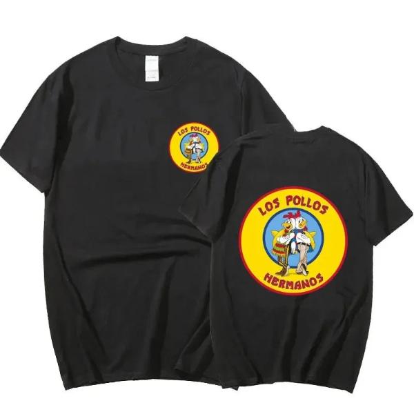 Men'S Cotton T-Shirt Streetwear TV Series Breaking Bad Los Pollos Hermanos Double Sided Print T Shirts Funny Chicken Brothers