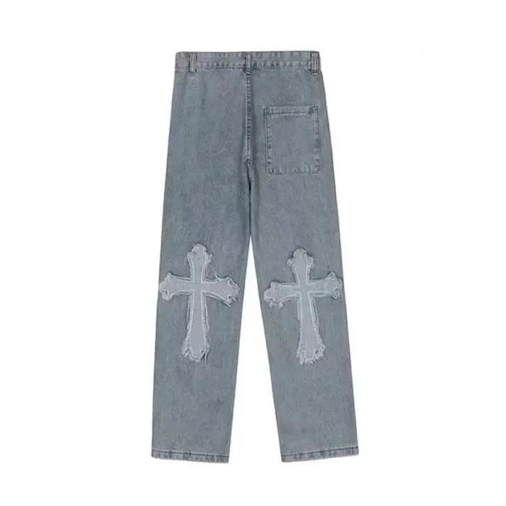 2023 Men's and Women's Cross Denim Pants - Low Rise Baggy Jeans and Cargo Pants in Hip Hop Streetwear Style