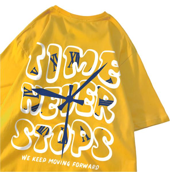 Time Never Stops We Keep Moving Forward T Shirt Mens Summer Cotton Tops Simplicity Casual Tshirts Summer Crewneck Tee Clothes