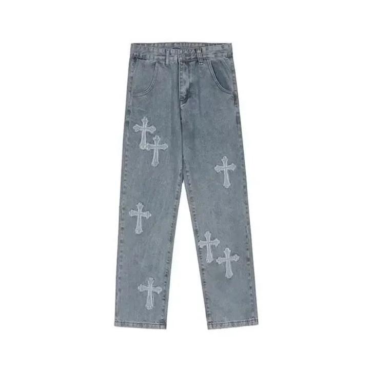 2023 Men's and Women's Cross Denim Pants - Low Rise Baggy Jeans and Cargo Pants in Hip Hop Streetwear Style