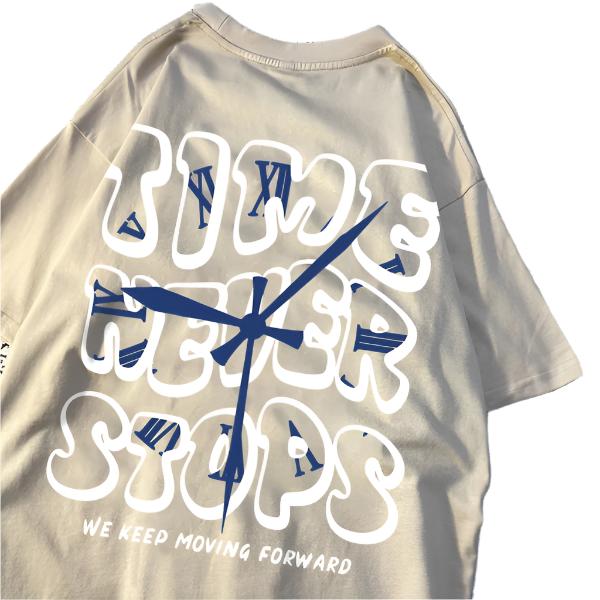 Time Never Stops We Keep Moving Forward T Shirt Mens Summer Cotton Tops Simplicity Casual Tshirts Summer Crewneck Tee Clothes