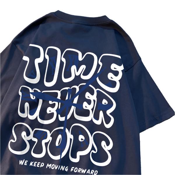 Time Never Stops We Keep Moving Forward T Shirt Mens Summer Cotton Tops Simplicity Casual Tshirts Summer Crewneck Tee Clothes