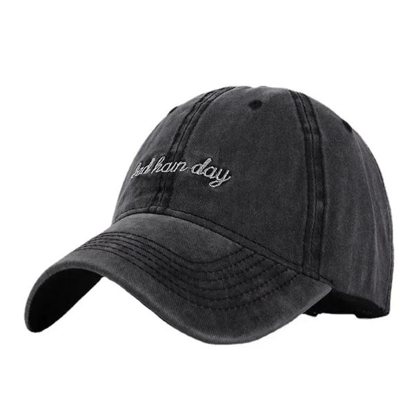 2024 Vintage Washed Black Baseball Cap for Men and Women - Unisex Snapback Hat for Bad Hair Days