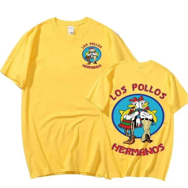 Men'S Cotton T-Shirt Streetwear TV Series Breaking Bad Los Pollos Hermanos Double Sided Print T Shirts Funny Chicken Brothers